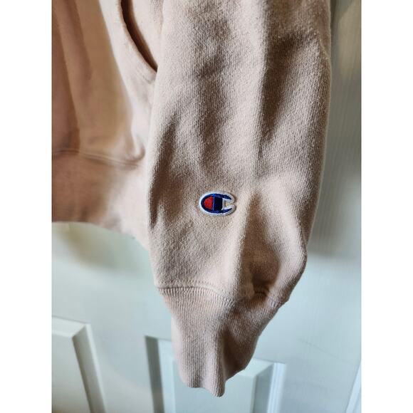 Champions Reverse Weave Medium Sweater Plush Pink Hoodie Front Pocket - Picture 3 of 9
